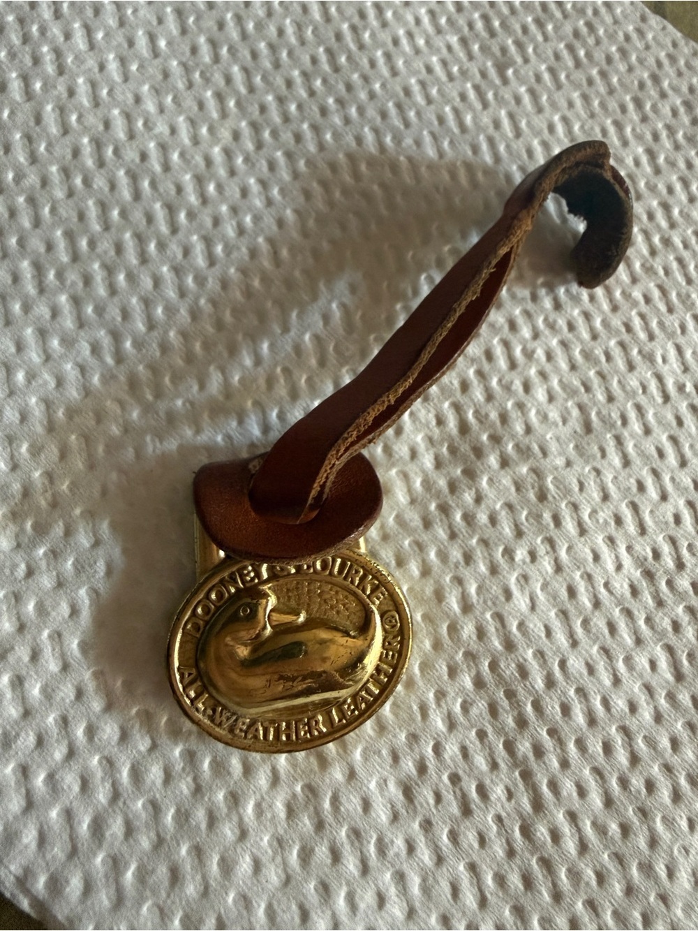 Dooney & Bourke Brown Leather Duck Medallion Key/Bag Holder